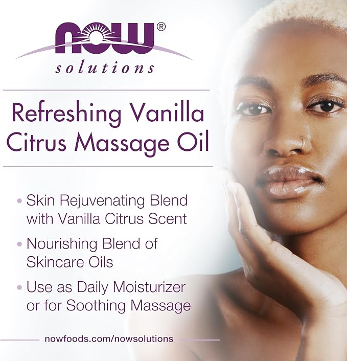 NOW Solutions, Refreshing Vanilla Citrus Massage Oil, Skin Rejuvenating Blend - Image 4