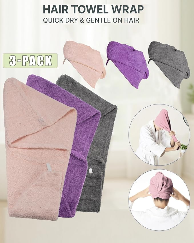 Textila 100% Cotton Hair Wrap Towels - Image 4