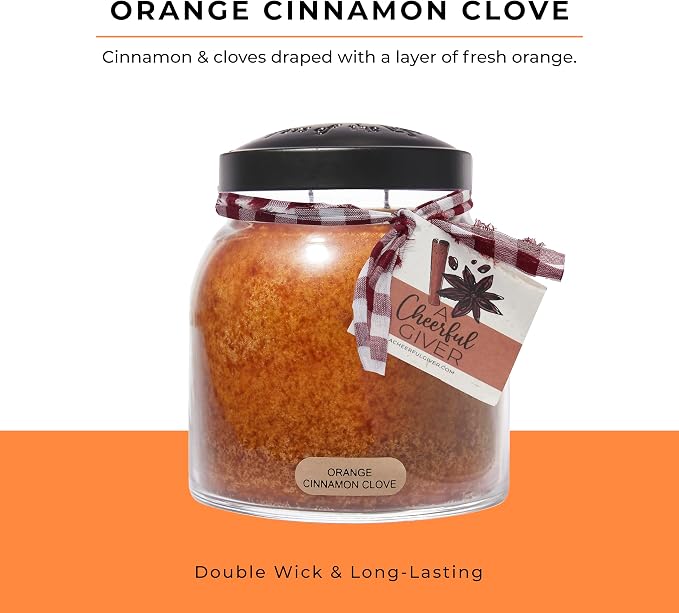 A Cheerful Giver — Orange Cinnamon Clove - 34oz Papa Scented Candle Jar - - Image 2