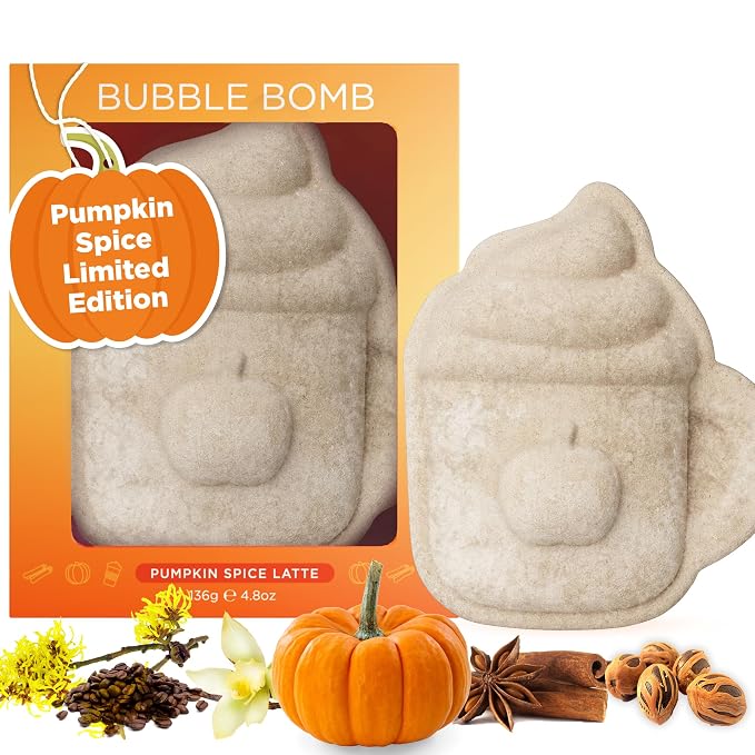 Pumpkin Spice Latte Bath Bomb for Women & Girls – Luxury Fall Bath Bombs by TwoSisters