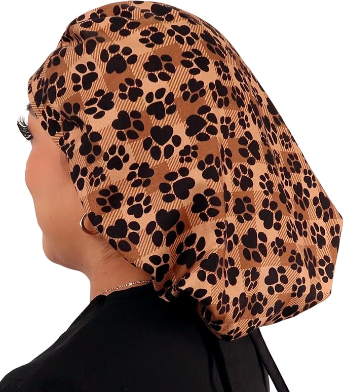 Sparkling EARTH Banded Bouffant Surgical Scrub Ponytail Working Caps and - Image 5