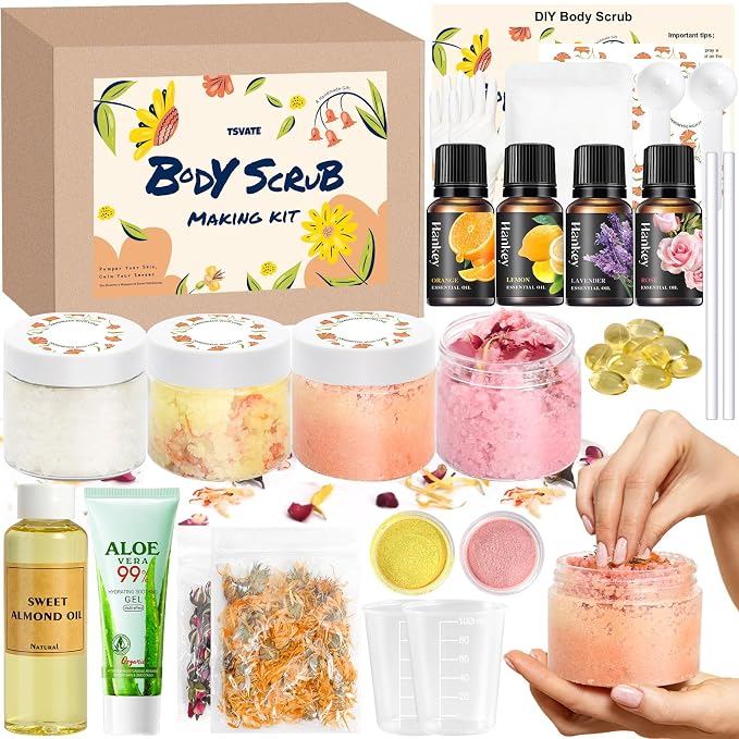 TSVATE Body Scrub Making Kit- Make Your Own Salt Body Scrub, Salt Scrub by TSVATE