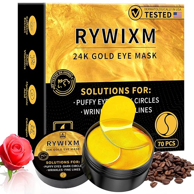 24K Gold Eye Masks for Dark Circles and Puffiness 70PCS, Under Eye Patches for by Unknown