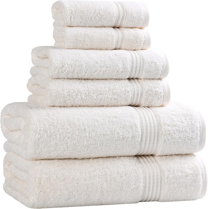 Superior Egyptian Cotton 6-Piece Towel Set, Bathroom Essentials, Towels by SUPERIOR