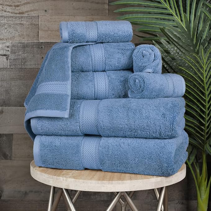 SUPERIOR Egyptian Cotton Pile 8 Piece Towel Set, Includes 2 Bath, 2 Hand - Image 3