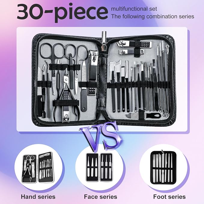 Manicure Pedicure Kit Professional 30pcs Complete Nail Care kit，fingernail and - Image 2