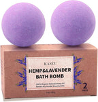 Bath Bombs, 2 Pack Fizzy Spa Gift Natural Hemp Oil Extract and Lavender by Focusingonbathingproducts