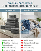 100% Cotton Bath Towels Set of 24 – 2 Bath Sheets, 2 Large Bath Towel, 2 Gym - Image 5