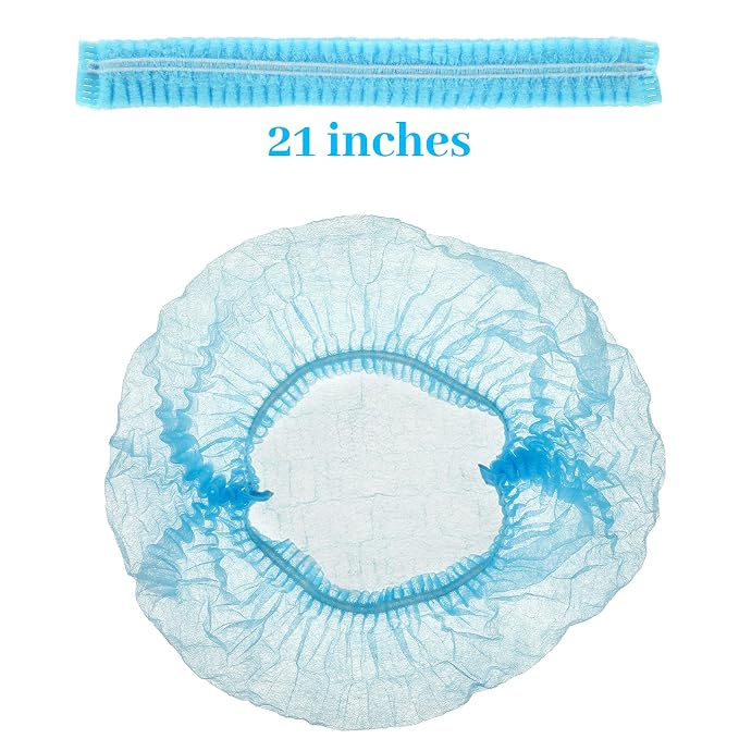 100 Pcs Disposable Nonwoven Bouffant Caps 21 Inch Hair Net Elastic Cap Hair - Image 4