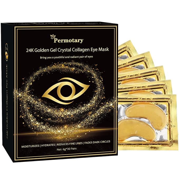 Permotary 30 Pairs Crystal Collagen Under Eye Mask by Permotary