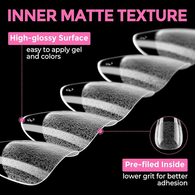 UNA GELLA Short Almond Round Fake Nails 216pcs Almond Press on Nails Pre-shape - Image 7