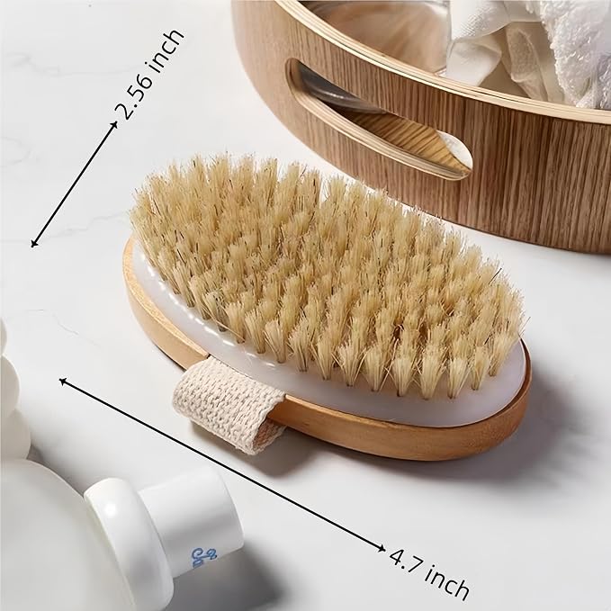 2 Pcs Dry Brushing Body Brush, Natural Bristle Exfoliating Body Scrubbers - Image 5