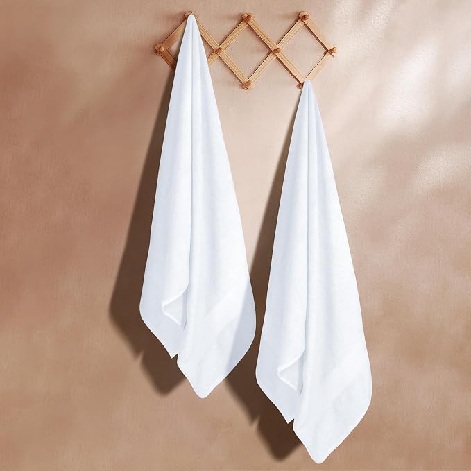 GLAMBURG Premium Cotton Oversized 2 Pack Bath Sheet 35x70-100% Pure Cotton - Image 3