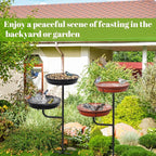Freestanding Birdbaths Bowl Outdoor, Standing Garden Bird Bath Bird Feeder & - Image 8