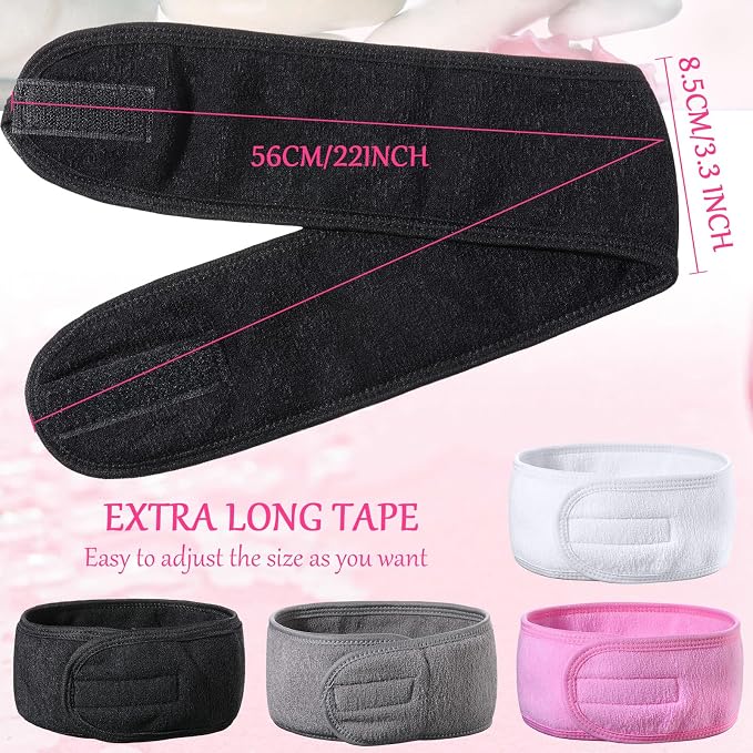 Hoteam 24 Pcs Spa Facial Spa Headband Bulk Skincare Headband Adjustable Face - Image 2