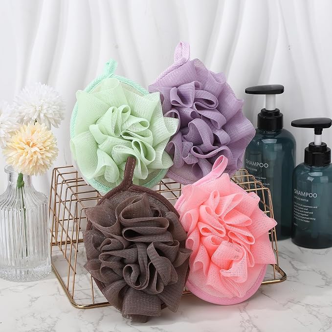 4 PCS Exfoliating Bath Sponges Soft Loofah Shower Scrubber - Image 8