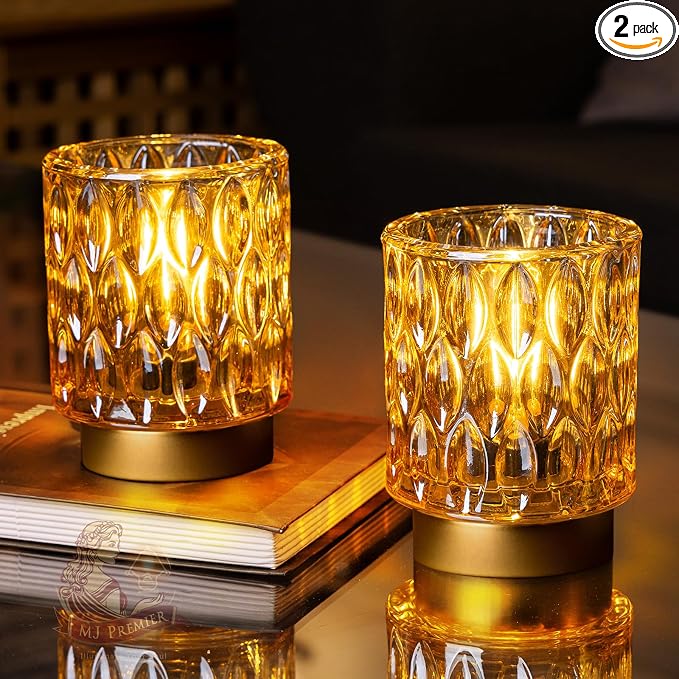 Battery Operated Table Lamps Timer, Mini Crystal Lamp by MJPREMIER
