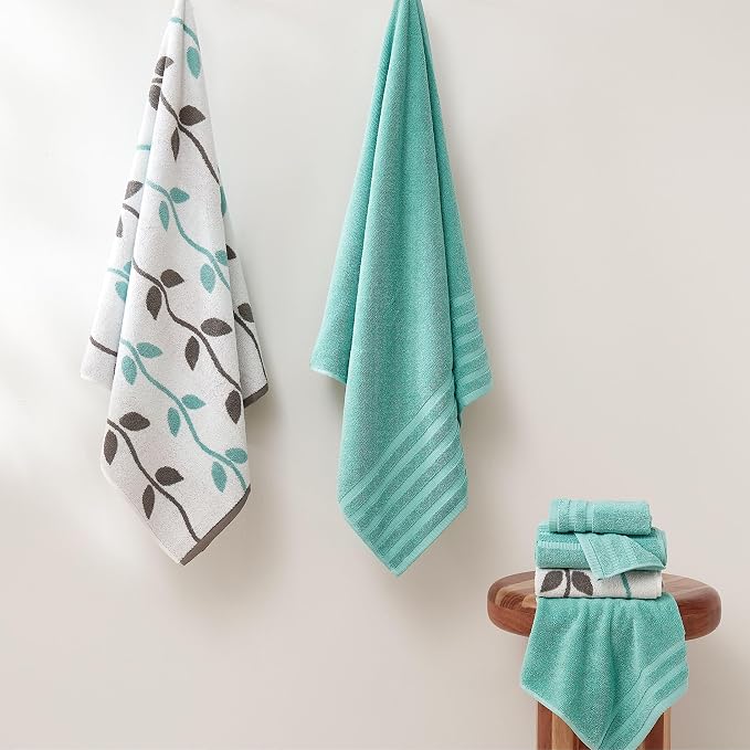 Modern Threads Natural Vine 6-Piece 100% Cotton Towel Set – Yarn Dyed Jacquard - Image 2