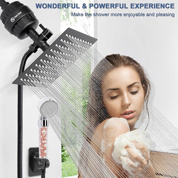 HarJue Filter Shower Head, High Pressure 8 Inch Rainfull - Image 6