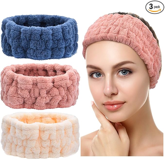 Chuangdi 3 Pieces Spa Headband for Women Facial Makeup Headband Soft Terry by Chuangdi