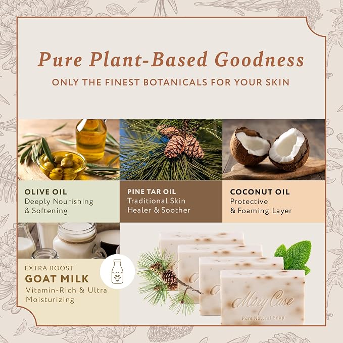 Mary Case Goat Milk & Pine Tar Bar Soap Set of 4 | Natural Soap - Image 5