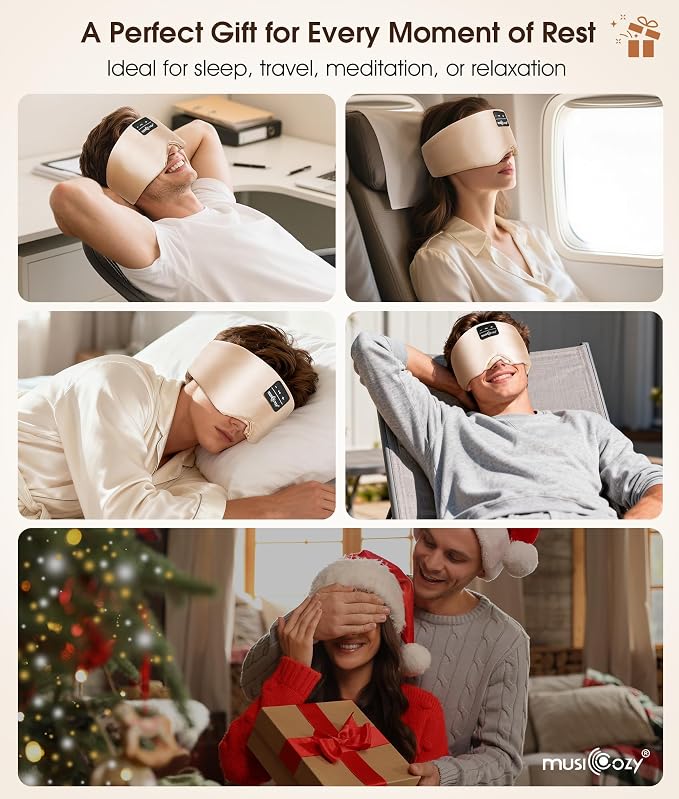 MUSICOZY 3D Silk Bluetooth Sleep Mask Headphones, Mulberry Silk Eye Mask - Image 9