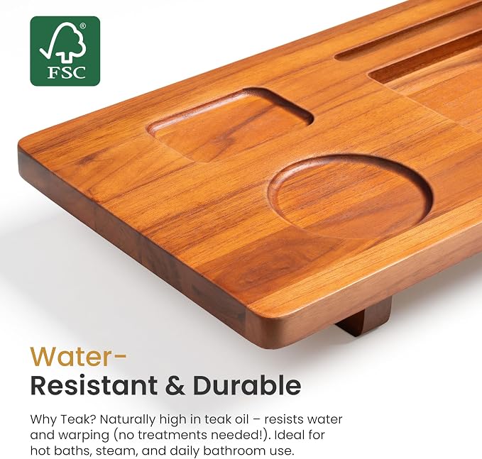 Luxury Teak Bathtub Caddy Tray - Image 4