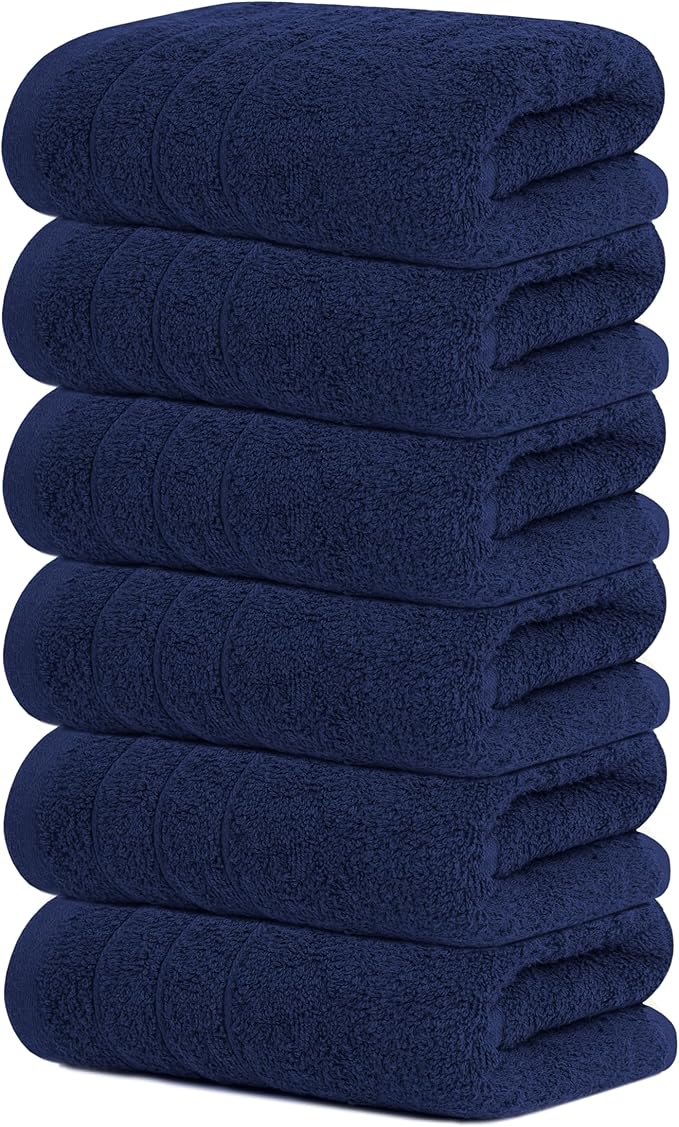 Tens Towels Pack of 6 Hand Towels, 100% Cotton, Lighter Weight, Quick to Dry by TensTowels