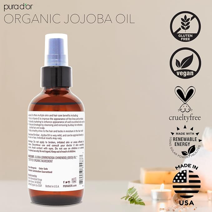 PURA D'OR 4 Oz Organic Jojoba Oil - Image 5