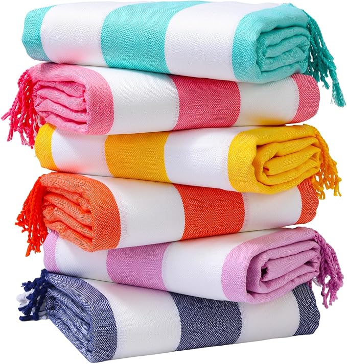 Genovega 6 Oversized Turkish Beach Bath Towel Set Bulk 74"x38" Extra Large Sand by genovega