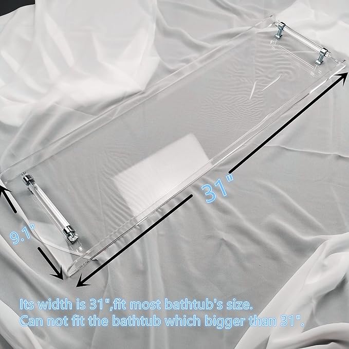 31" Silver Handles Luxury Bathtub Tray Caddy - Image 3
