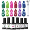modelones Cat Eye Gel Nail Polish, 6 Colors Glitter Summer Red Pink Purple by MODELONES