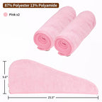 NEXCOVER Hair Towel Microfiber, 2 Pack Pink 9.8 inch X 25.5 inch Hair Wrap - Image 4