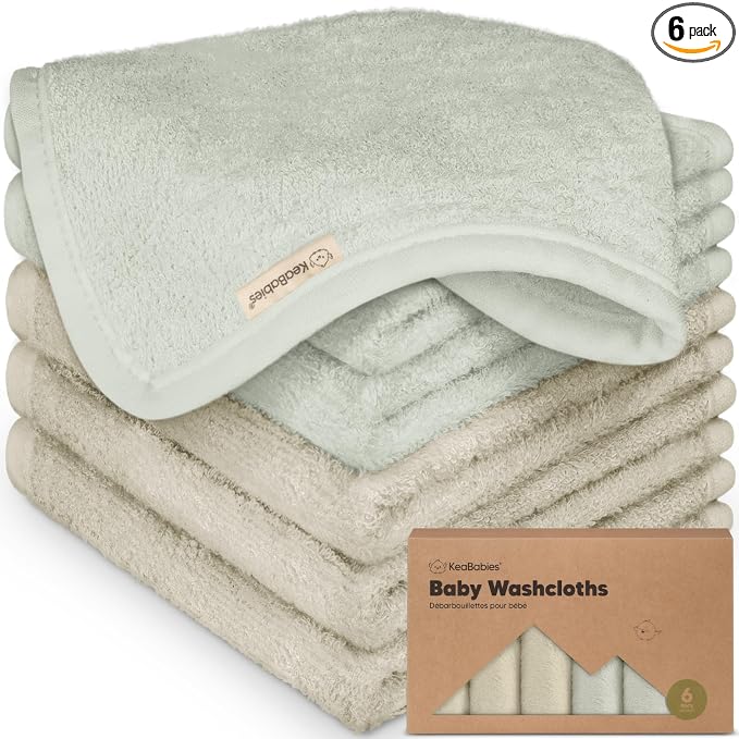 6-Pack Baby Washcloths – Soft Absorbent Viscose from Bamboo Washcloths by KeaBabies