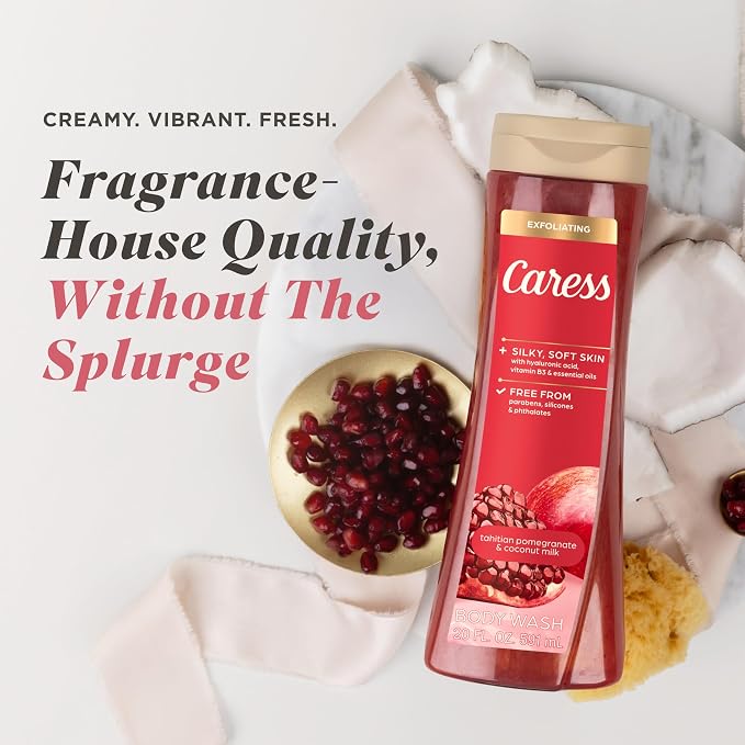Caress Tahitian Pomegranate & Coconut Milk Exfoliating Scrub Body Wash - Image 3