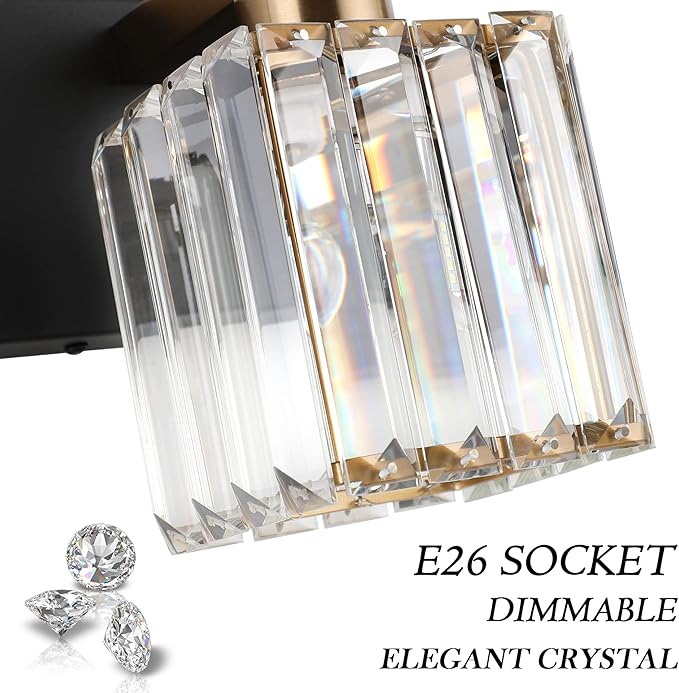 Aipsun Crystal Vanity Light Bathroom Lighting Fixtures 3 Light Modern Vanity - Image 7