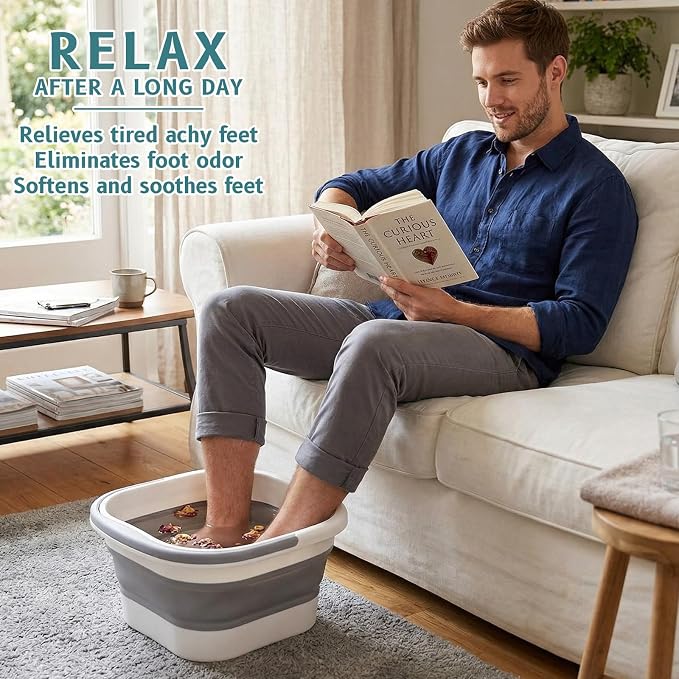 2 Pack Collapsible Foot Bath Plastic Foot Soaking Tub Portable Feet Bucket - Image 6