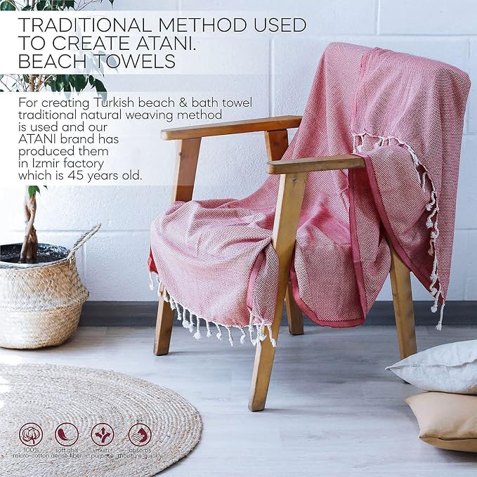 ATANI 69x35 in Oversized Turkish Beach Towel Set - Image 8