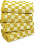 Jacquotha 4 Pcs Hand Towels for Bathroom Checkered, Cotton Soft Absorbent Cute by Jacquotha