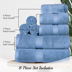 SUPERIOR Egyptian Cotton Pile 8 Piece Towel Set, Includes 2 Bath, 2 Hand - Image 9