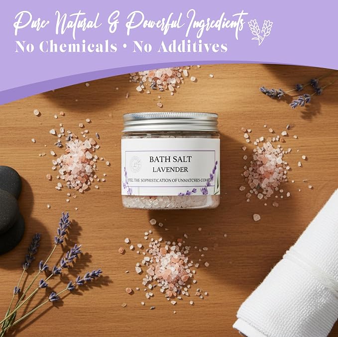 Himalayan Bath Salt with Lavender Petals, Essential Oil & Epsom Salt– 170 Grams - Image 3