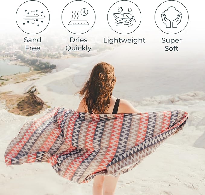 Turkish Beach Towel 35”x67” – 100% Cotton, Quick Dry, Lightweight Oversized - Image 2