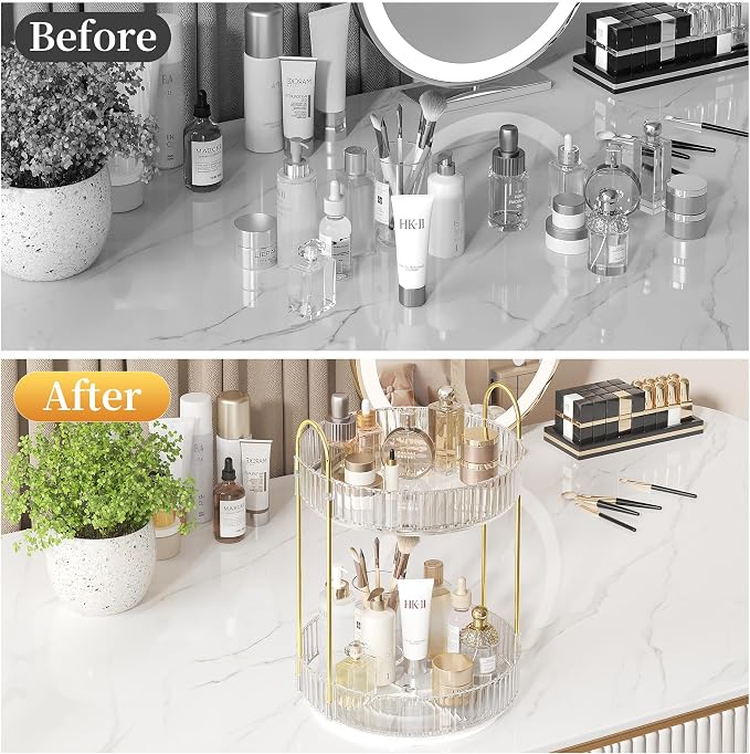 Rotating Makeup Organizer Countertop, Skincare Organizers, Spinning Perfume - Image 5