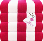 CASA COPENHAGEN Cabana Towel 4Pcs Rosy Designer Stripe Beach Towels Gift Set by CASACOPENHAGEN