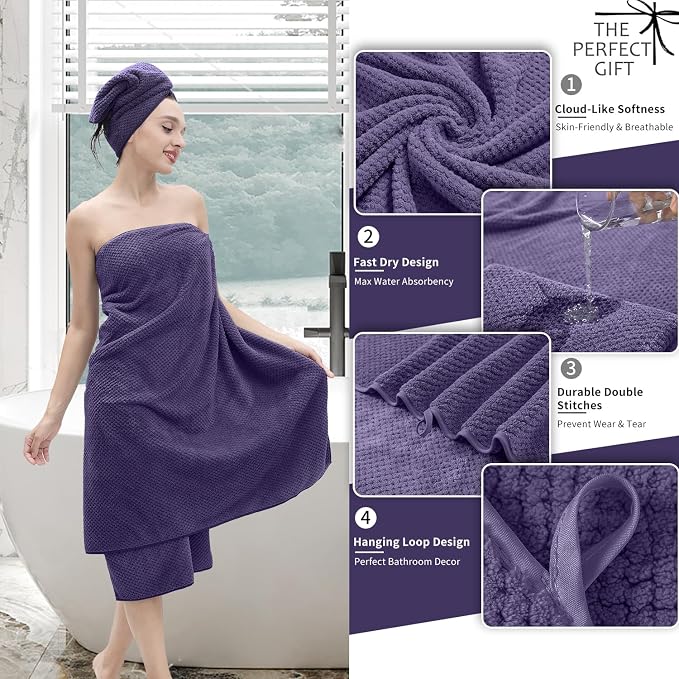 8 Piece Bathroom Towel Set |2 Oversized Large Bath Towels Sheet, 2 Hand Towels - Image 3