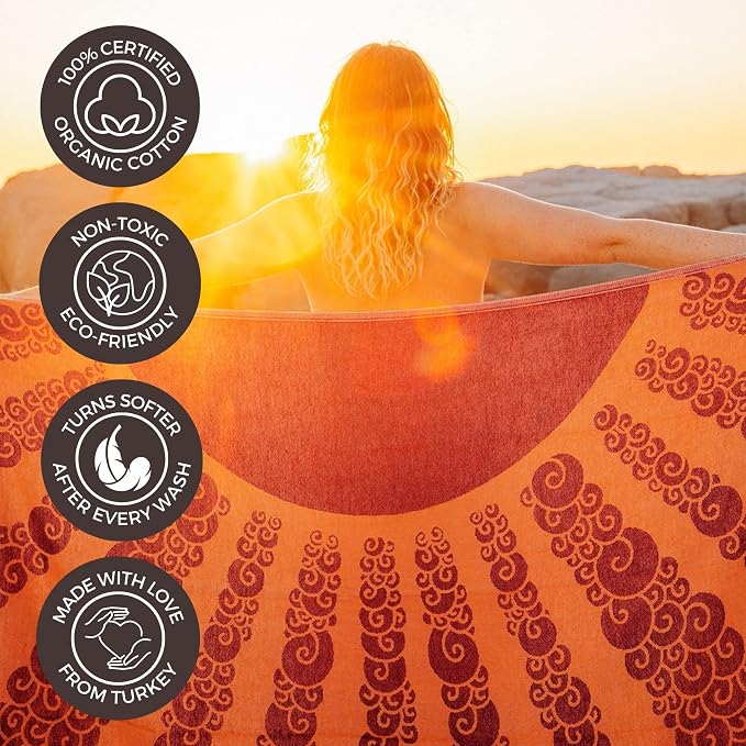 FESHKA Sand Free Turkish Beach Towel Quick Dry Bath Towel, Oversized Beach - Image 4