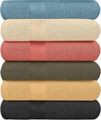 KAHAF COLLECTION 6 Pack Bath Towels Set 100% Ring Spun Cotton, Lightweight by KAHAF+COLLECTION