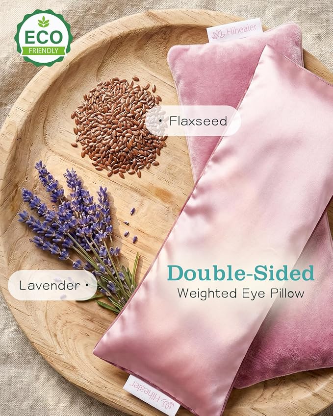 Weighted Eye Mask for Sleep, Meditation, Lavender Eye Pillow Heated for Headache - Image 4