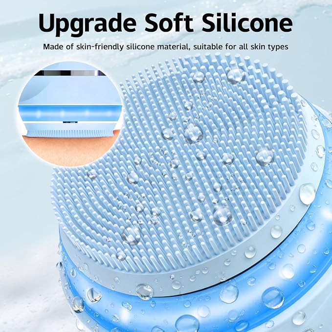 Face Scrubber, Waterproof Silicone Facial Cleansing Brush 6 Modes, 3 Light - Image 7