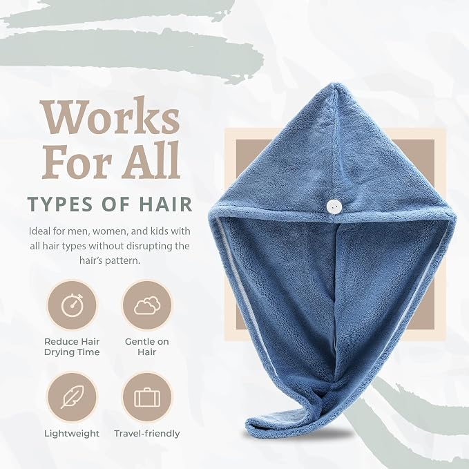 Microfiber Hair Towel Wrap Super Absorbent Twist Turban Dry Hair Cap - Image 3